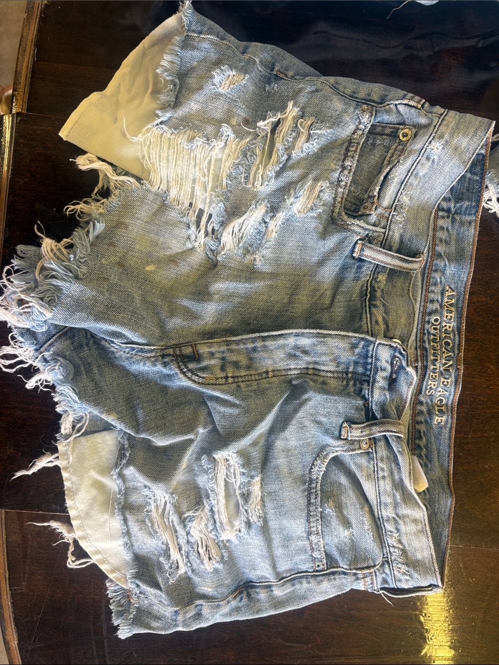American Eagle Outfitters Light Blue Distressed Denim Cutoff Shorts